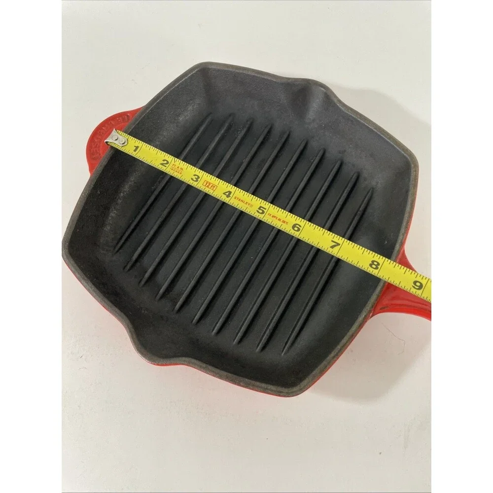Le Creuset Flame Orange Enameled #20 Cast Iron Square Grill Pan Griddle